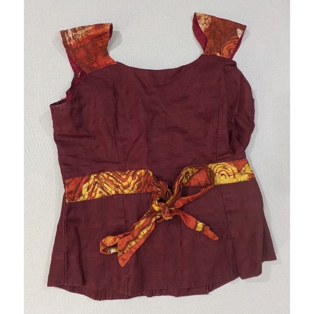 Batik Skirt Set Women M Burgundy Orange Excellent Boho Afrocentric